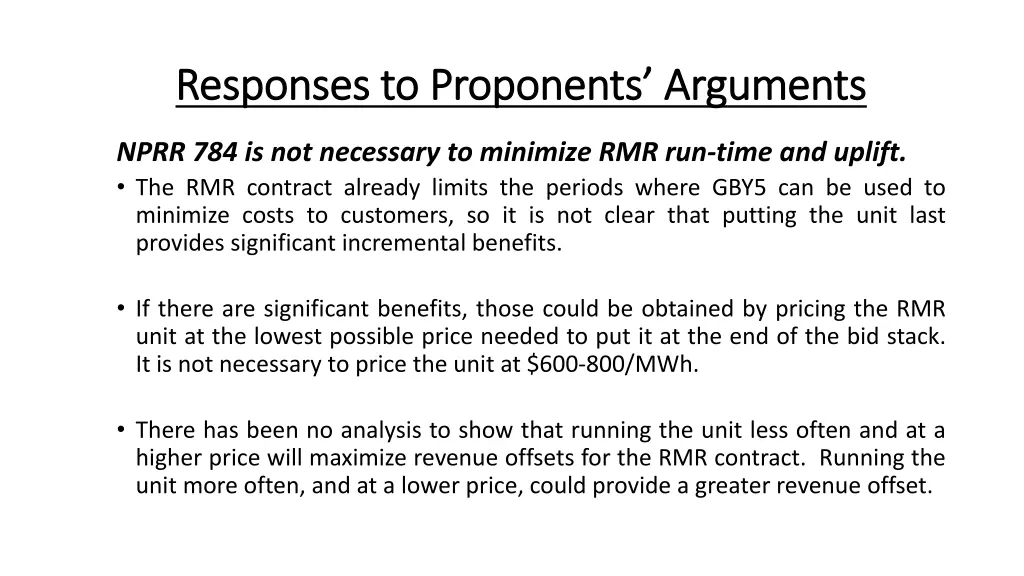 responses to proponents arguments responses 1