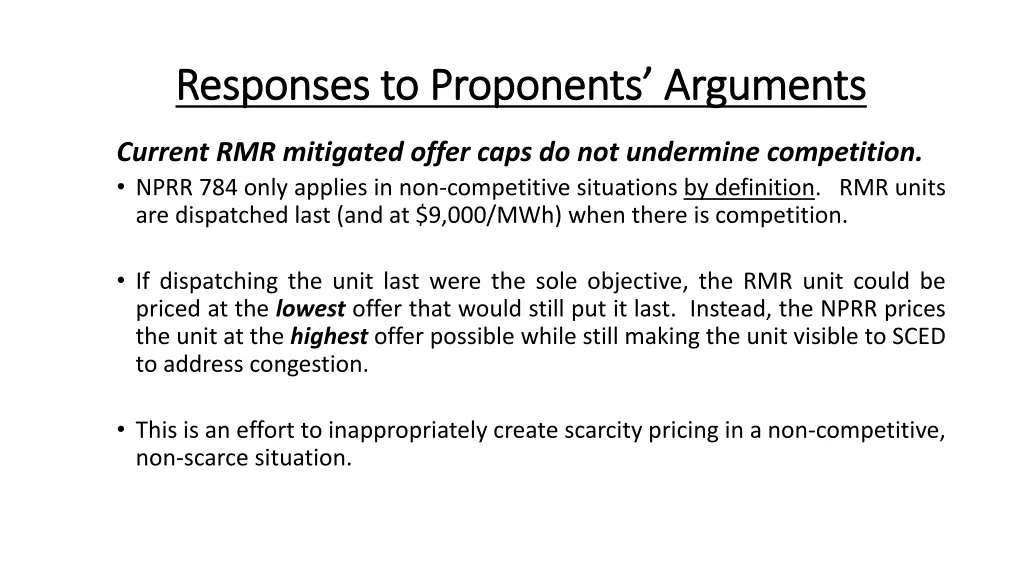 responses to proponents arguments responses