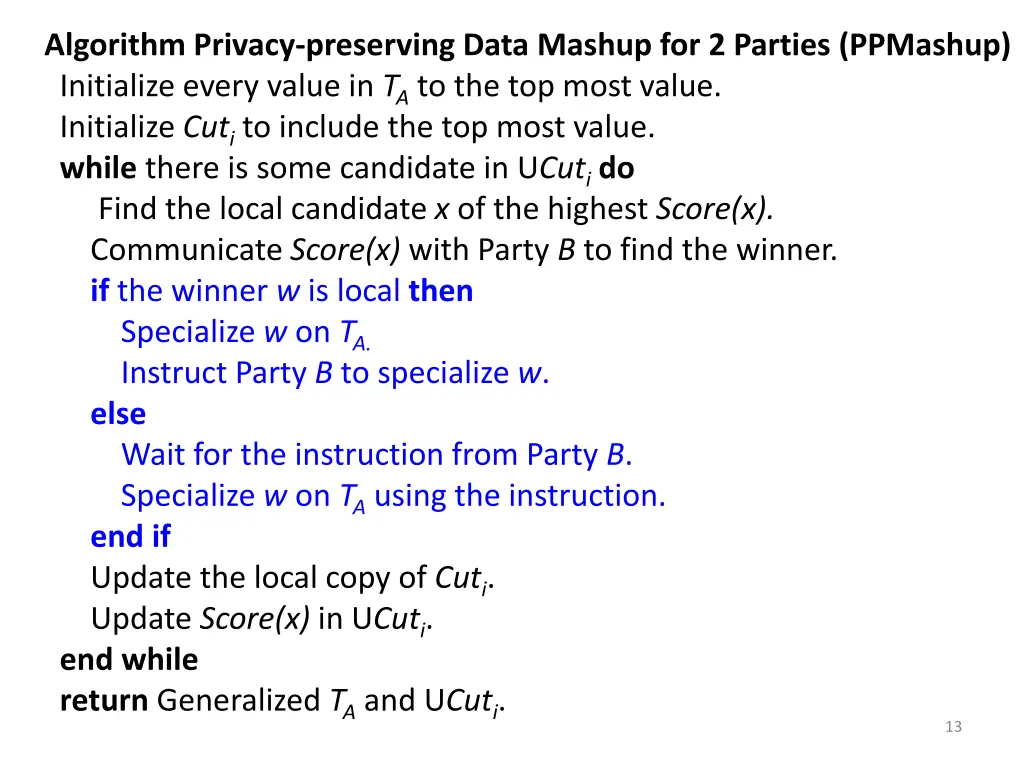 algorithm privacy preserving data mashup