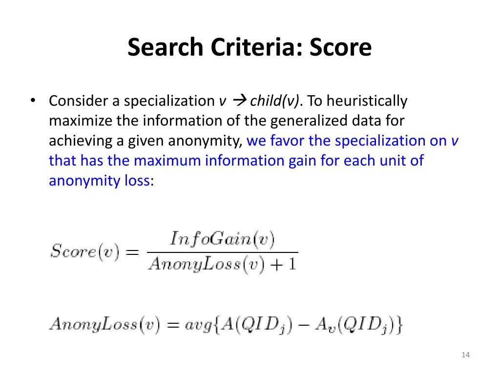 search criteria score