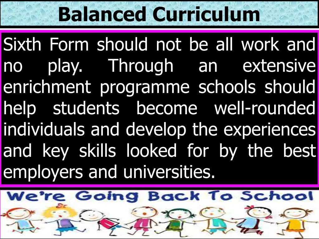 balanced curriculum sixth form should