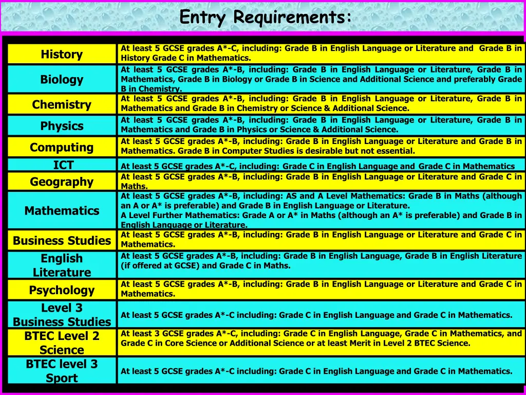 entry requirements 1