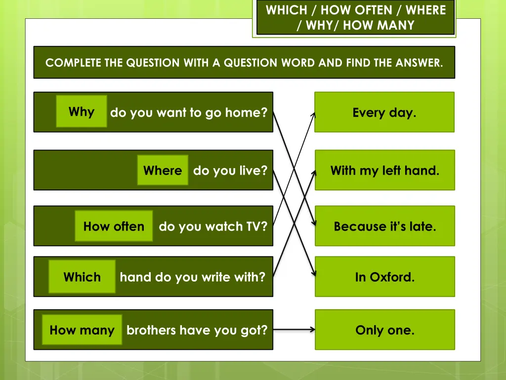 which how often where why how many