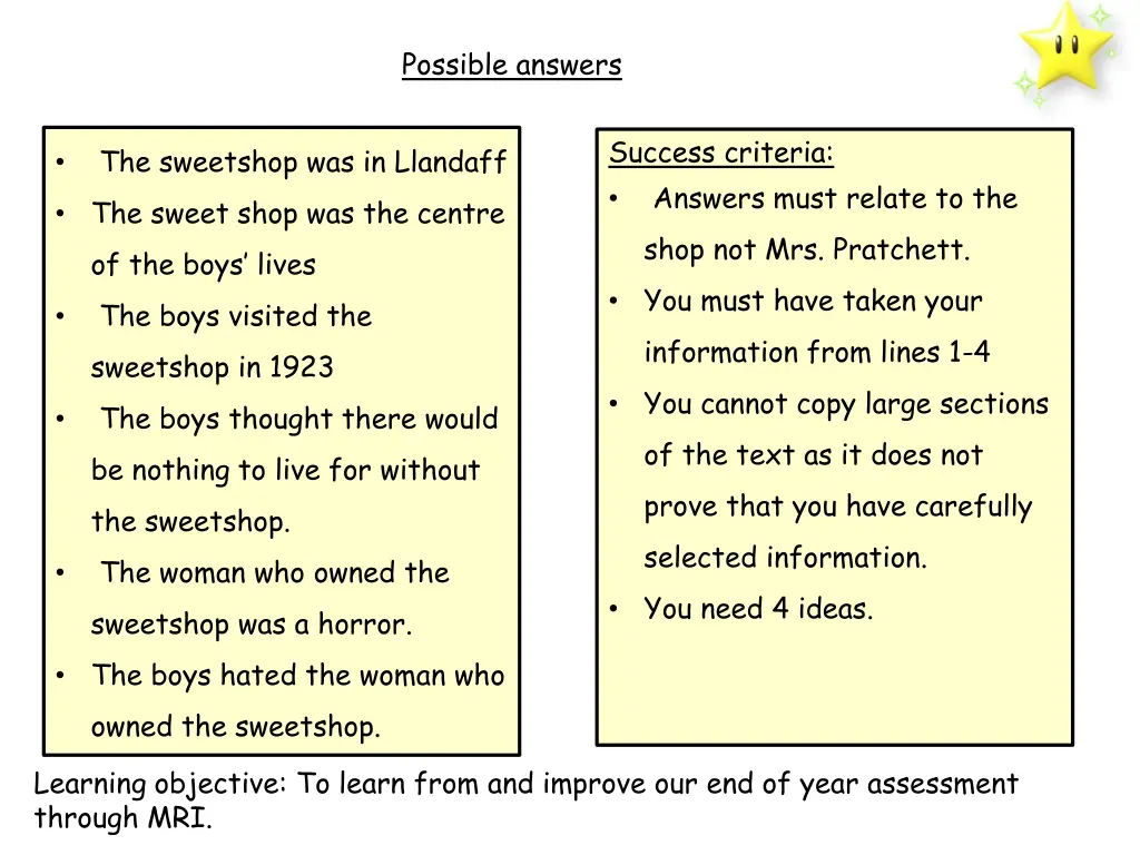 possible answers