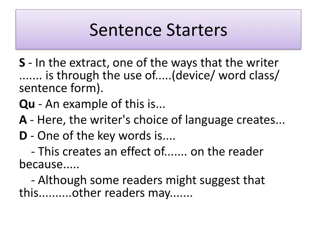 sentence starters