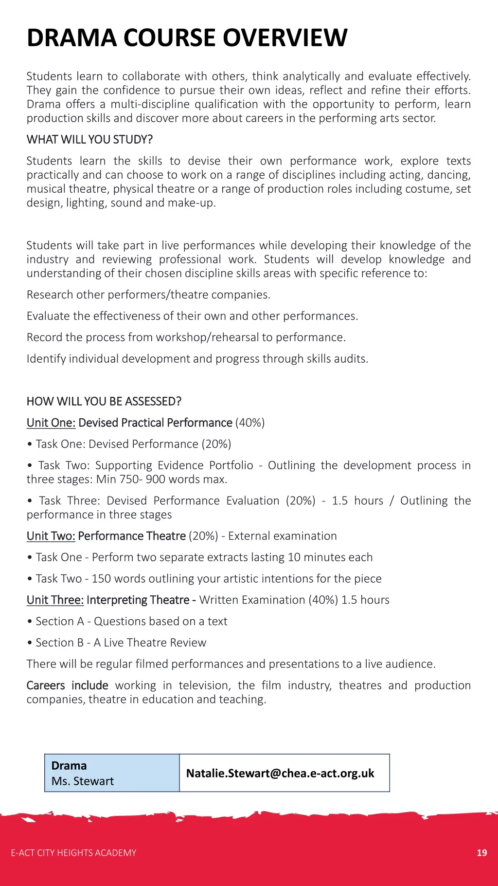 drama course overview