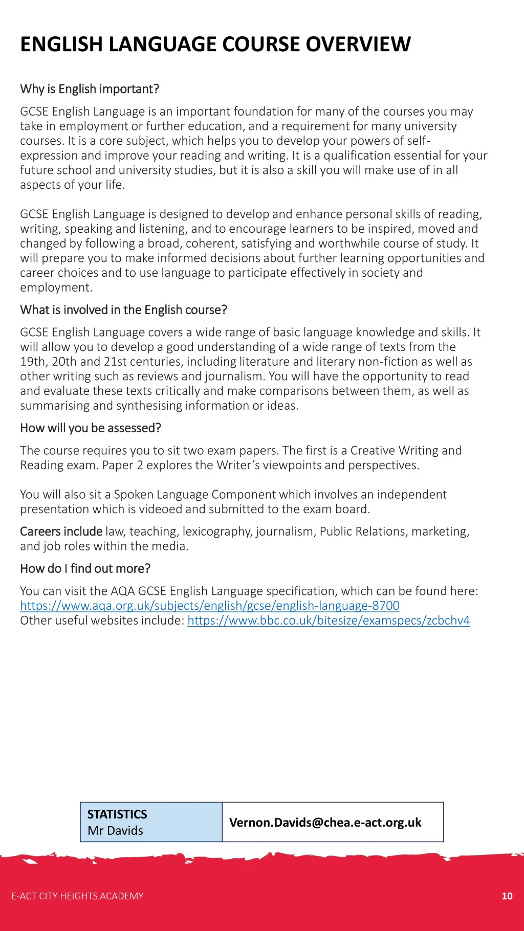 english language course overview
