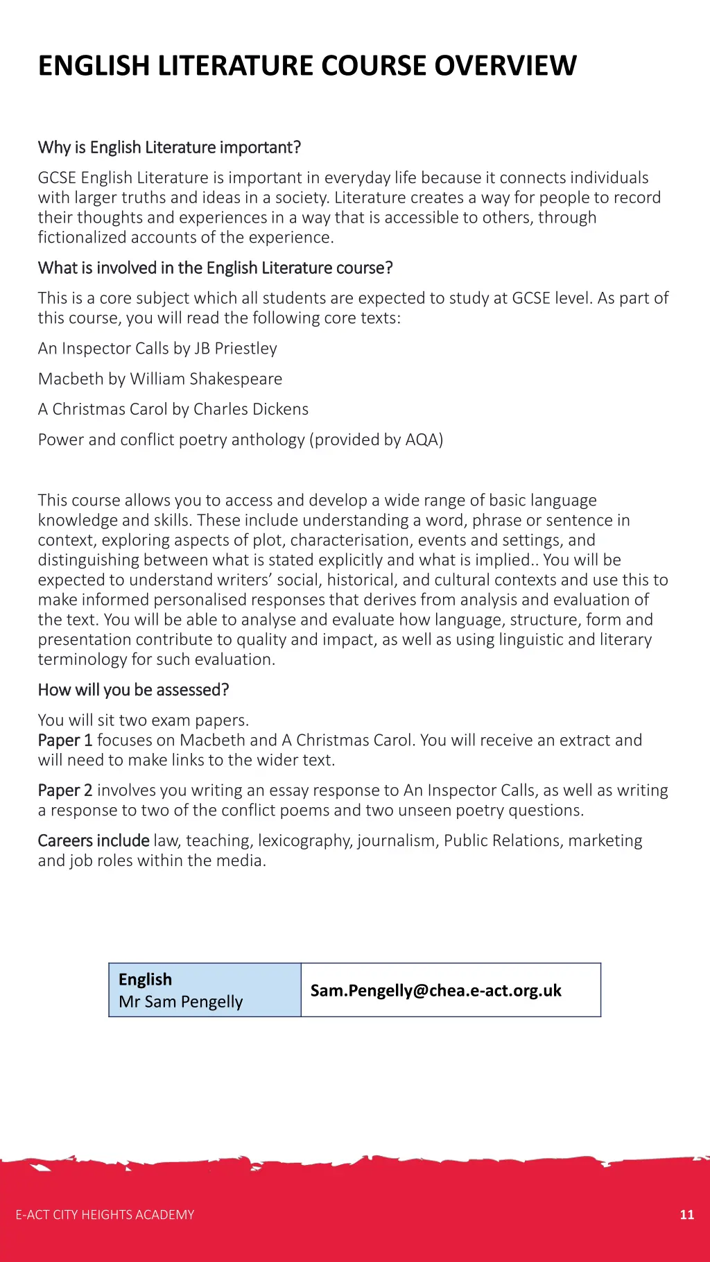 english literature course overview
