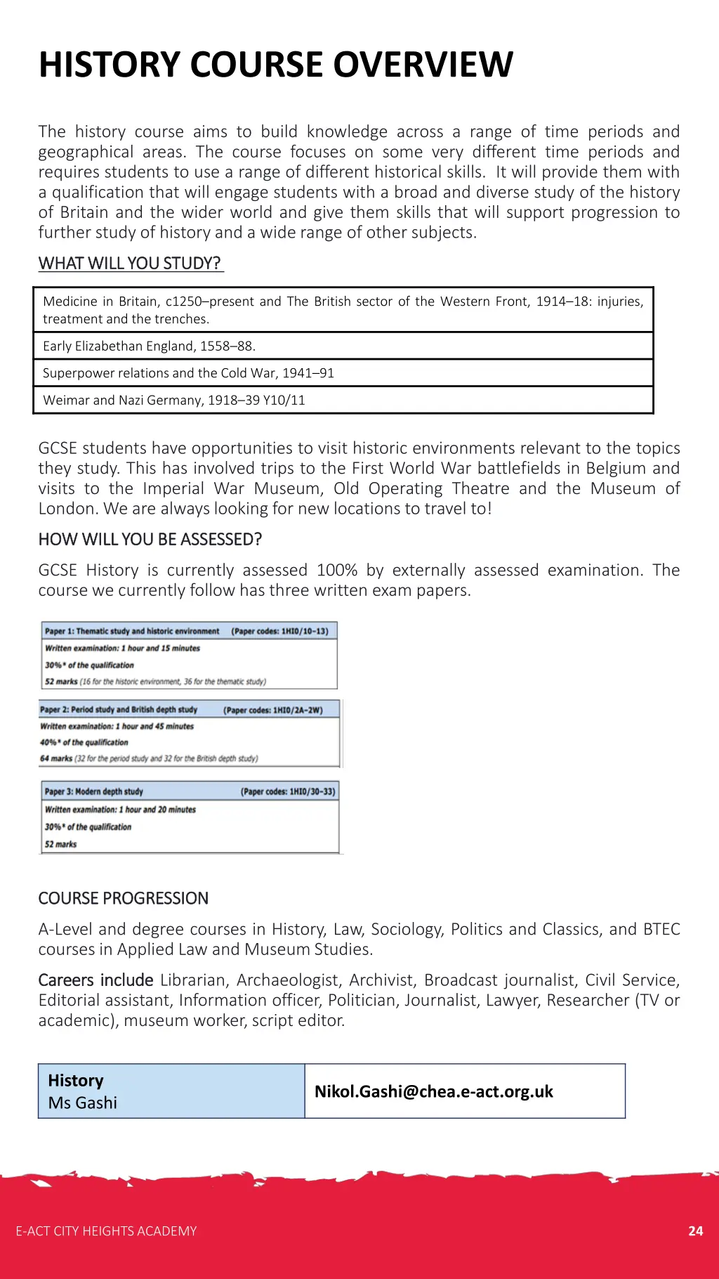 history course overview