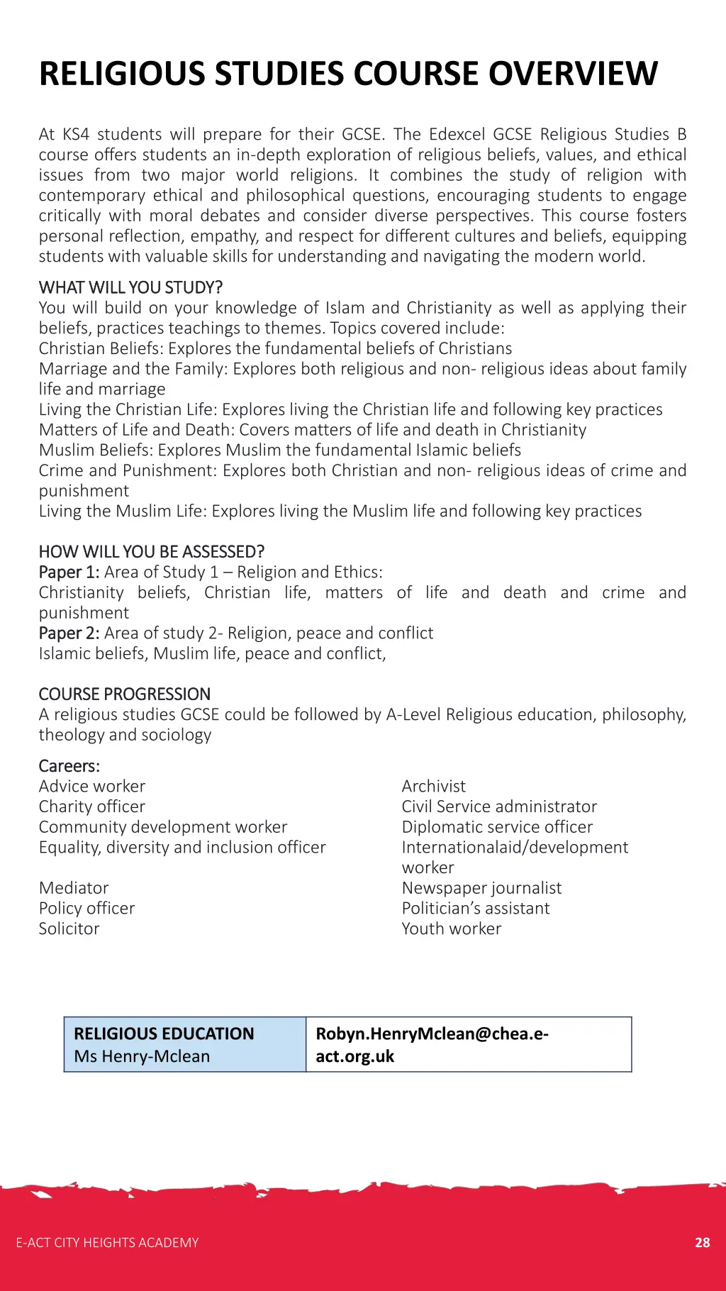 religious studies course overview