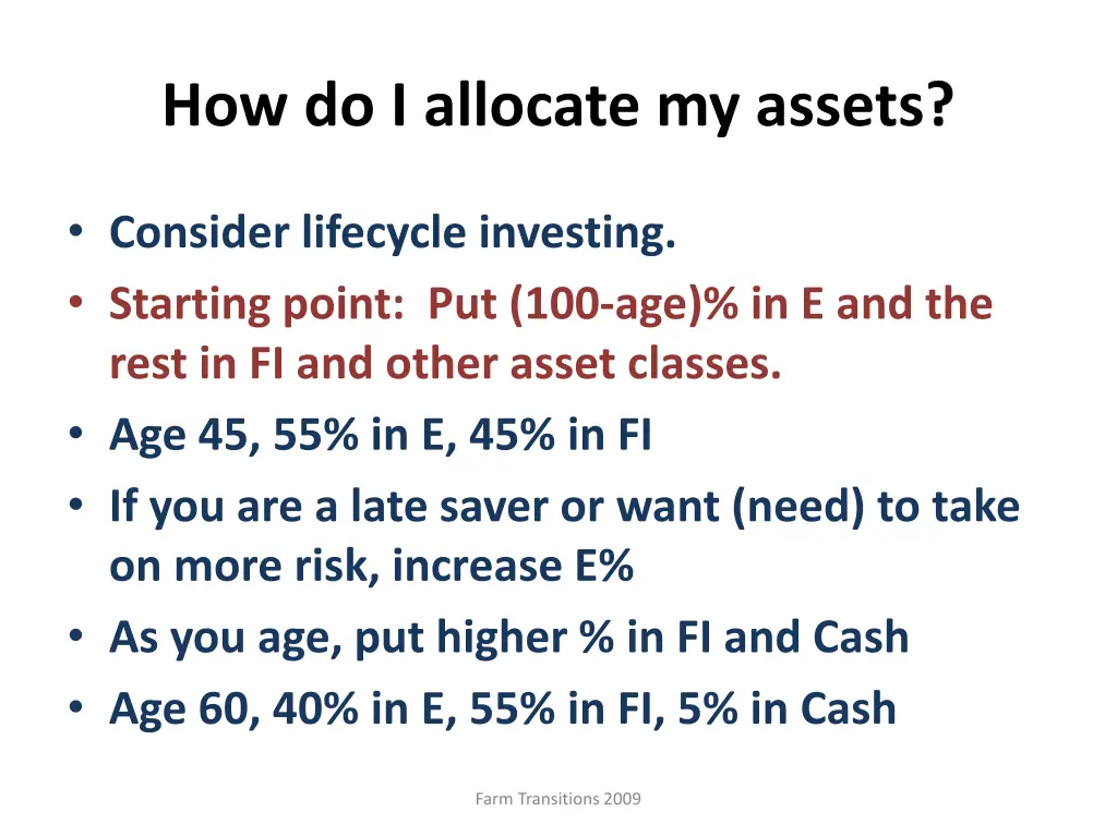 how do i allocate my assets