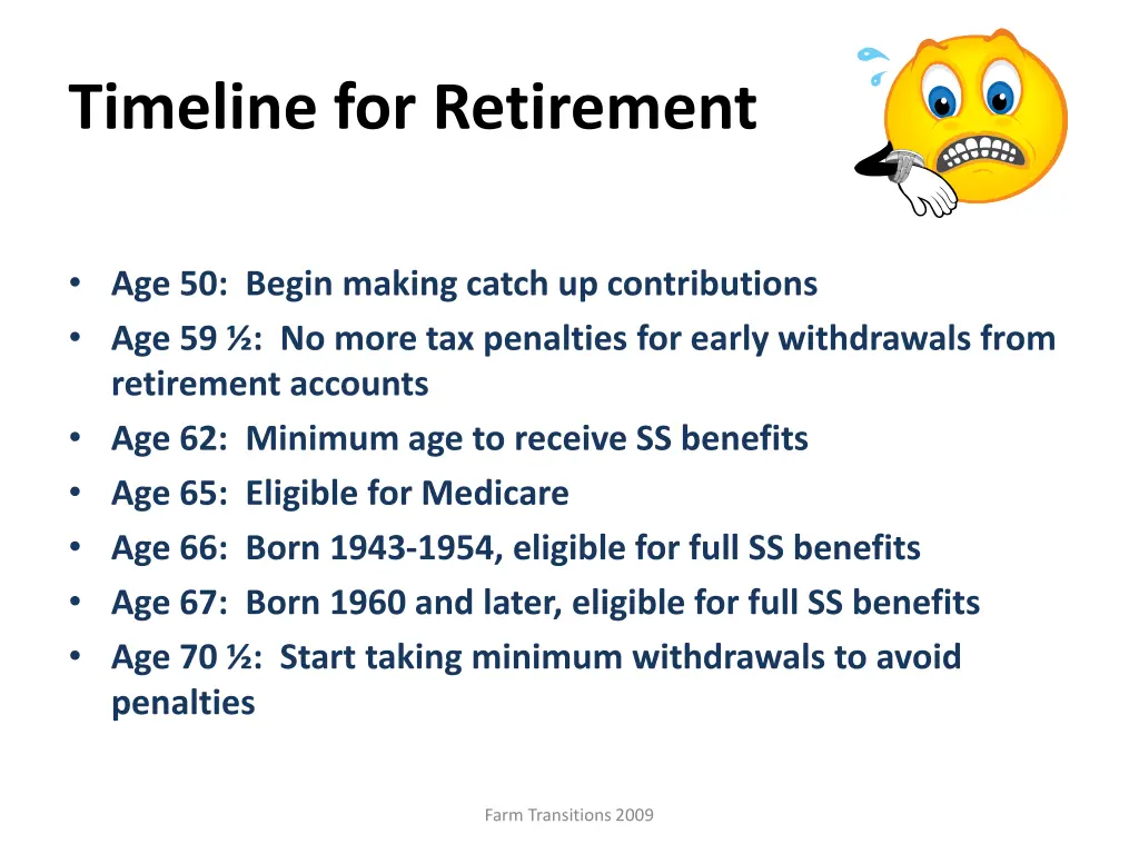 timeline for retirement