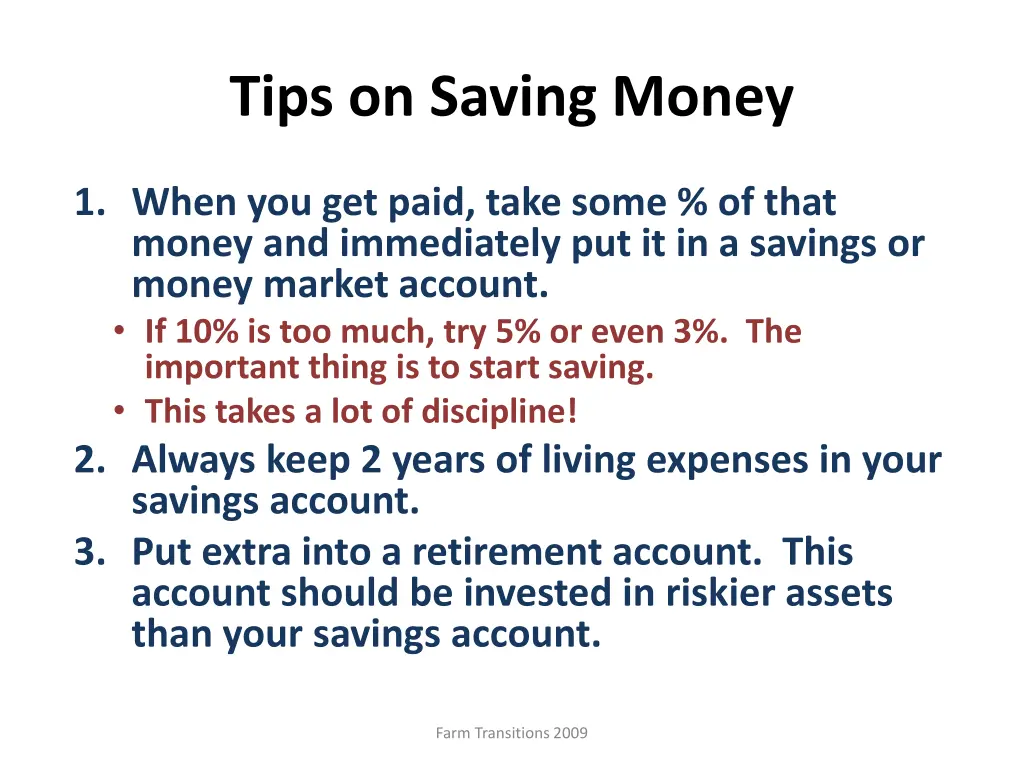 tips on saving money