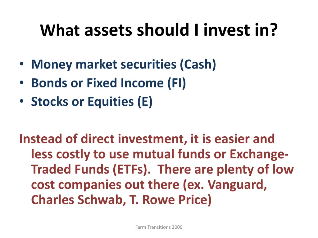 what assets should i invest in