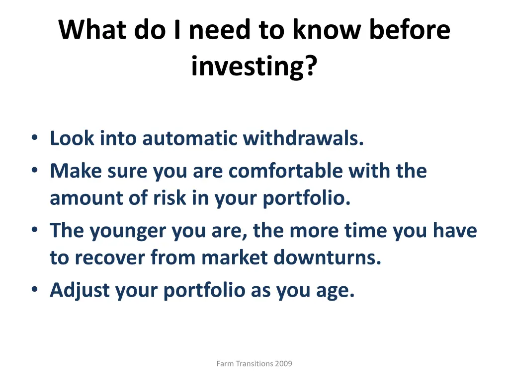 what do i need to know before investing 1