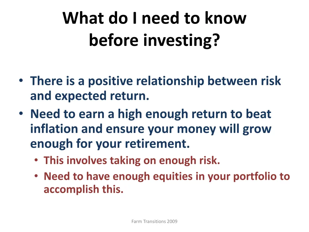 what do i need to know before investing