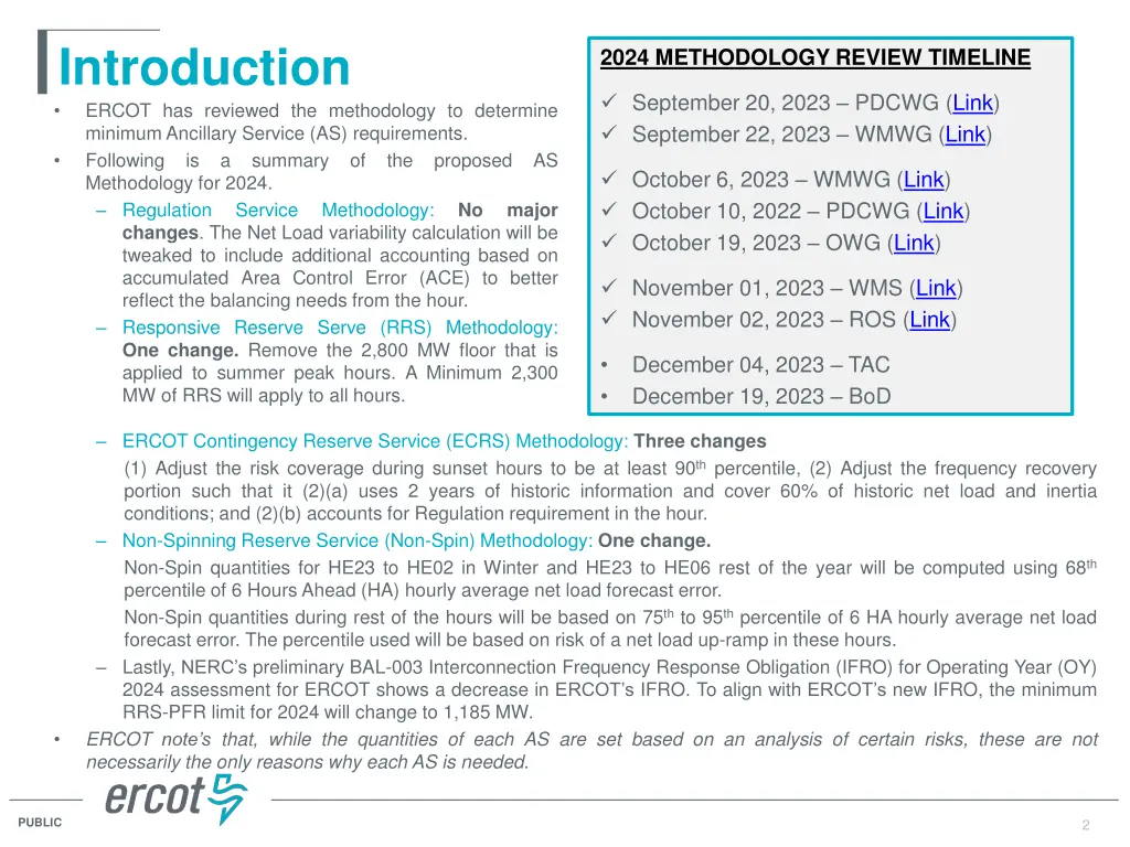 introduction ercot has reviewed the methodology