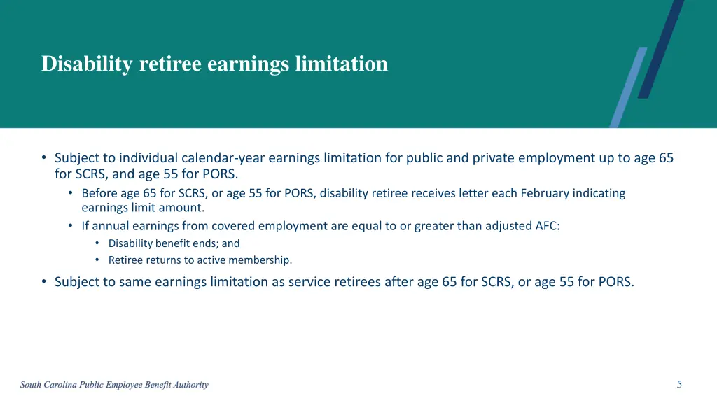 disability retiree earnings limitation