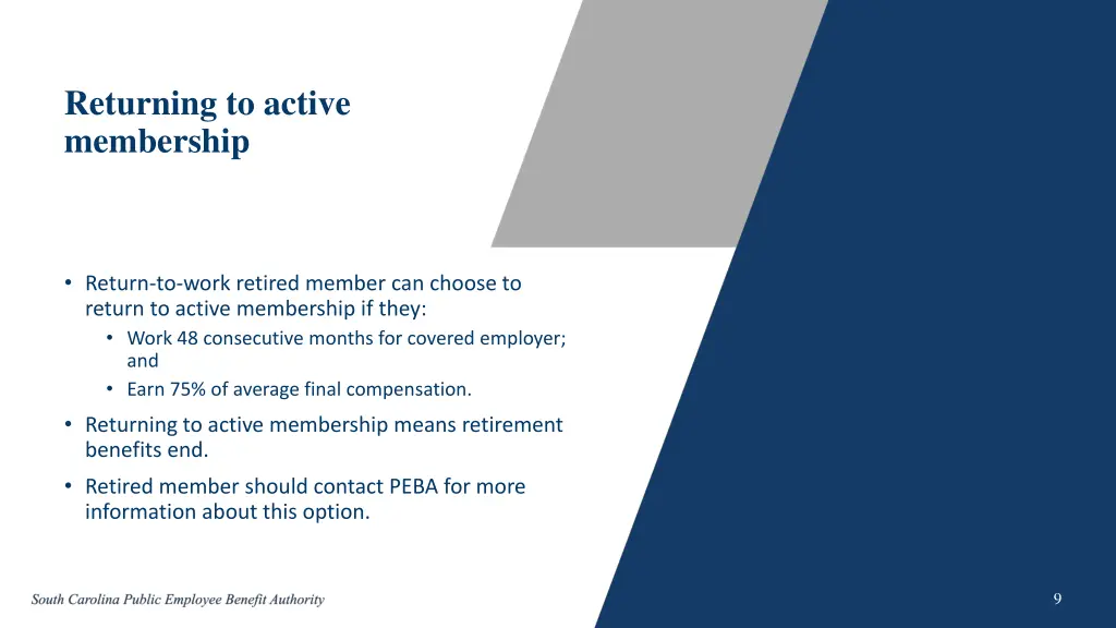 returning to active membership