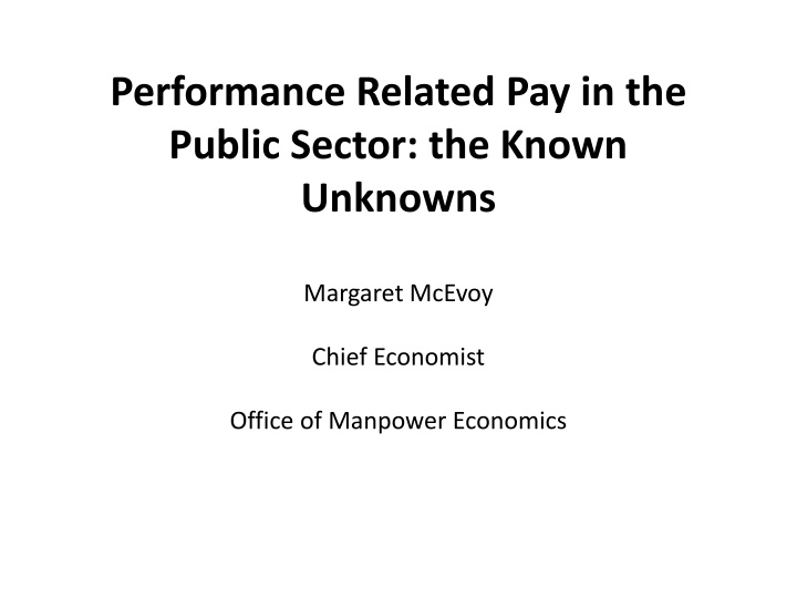 performance related pay in the public sector