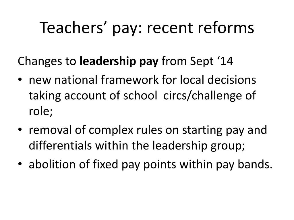 teachers pay recent reforms 1