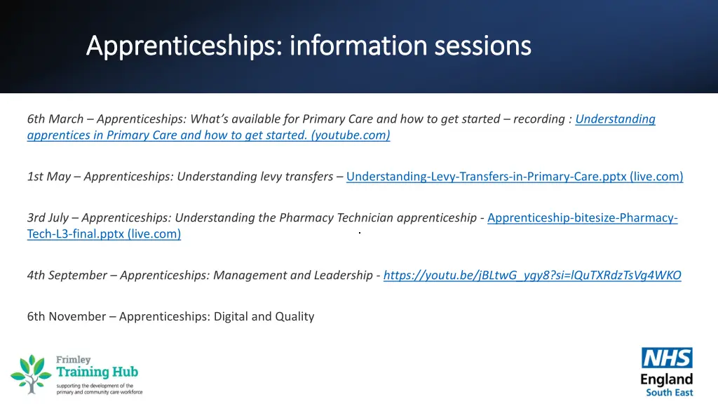 apprenticeships information sessions