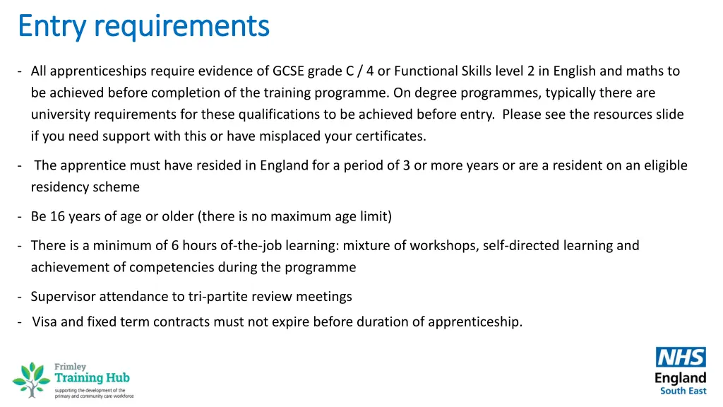 entry requirements entry requirements