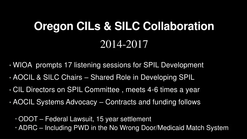 oregon cils silc collaboration 2014 2017