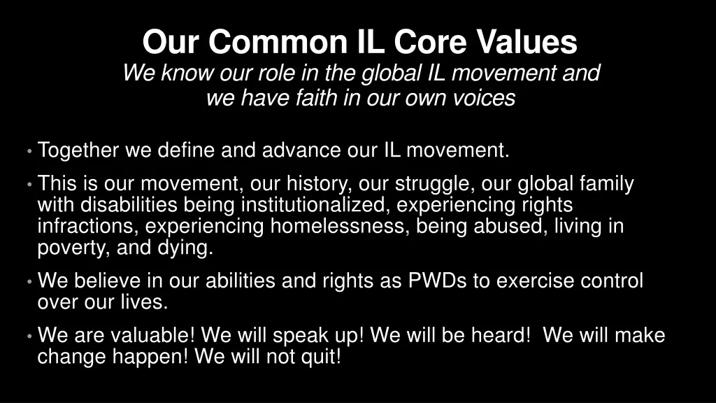 our common il core values we know our role