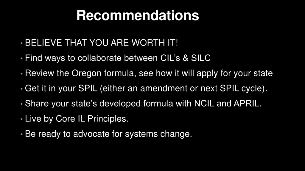 recommendations