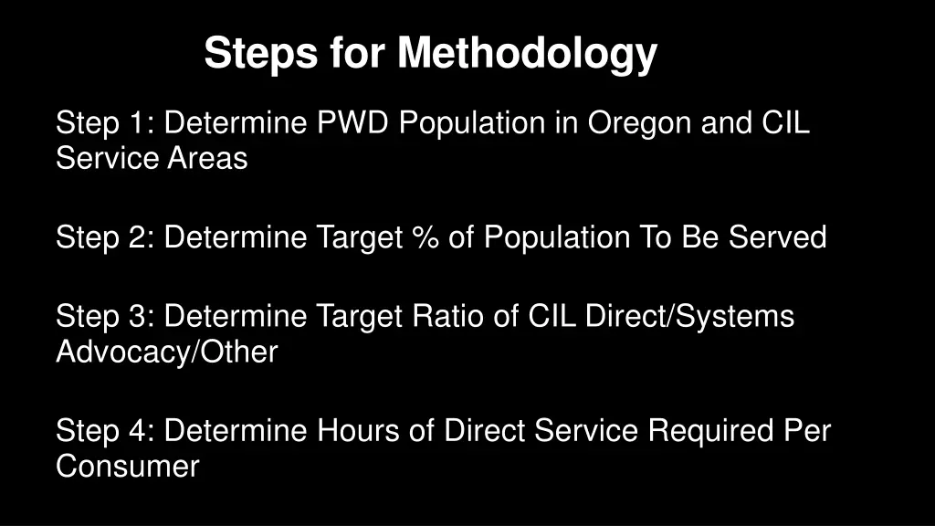 steps for methodology