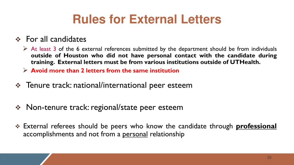 rules for external letters