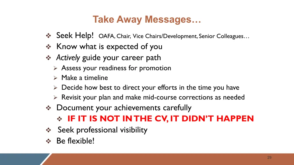 take away messages