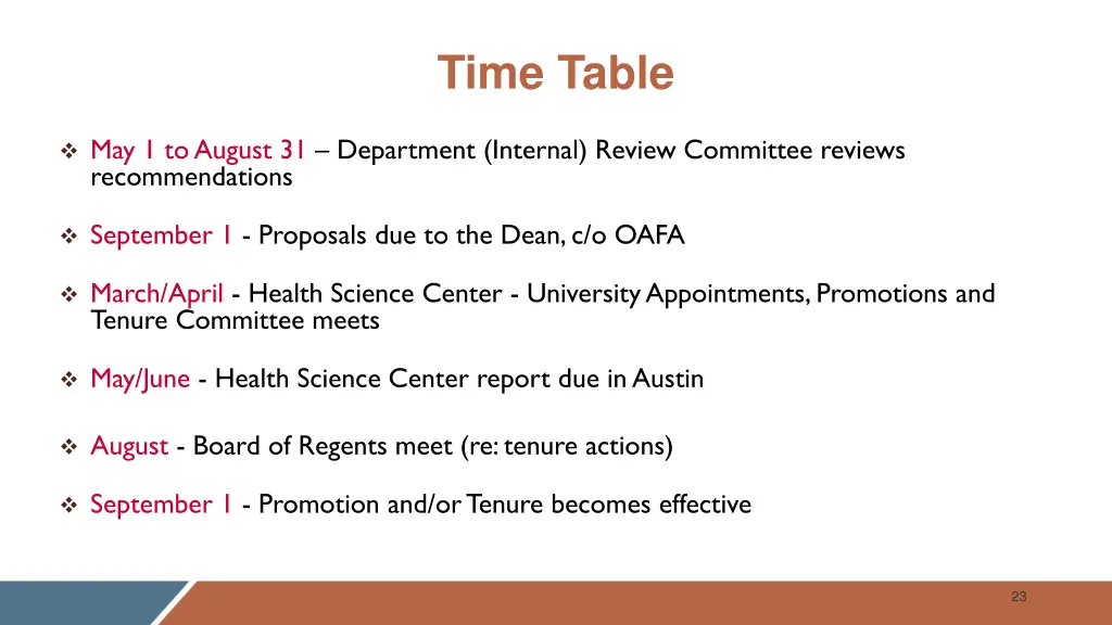 time table