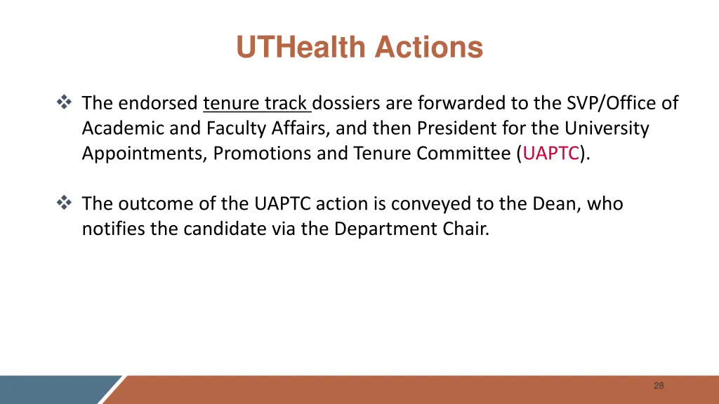 uthealth actions