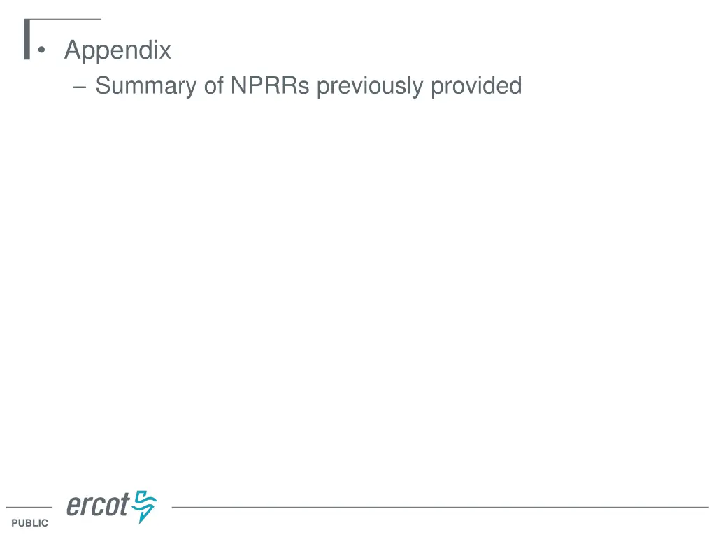 appendix summary of nprrs previously provided