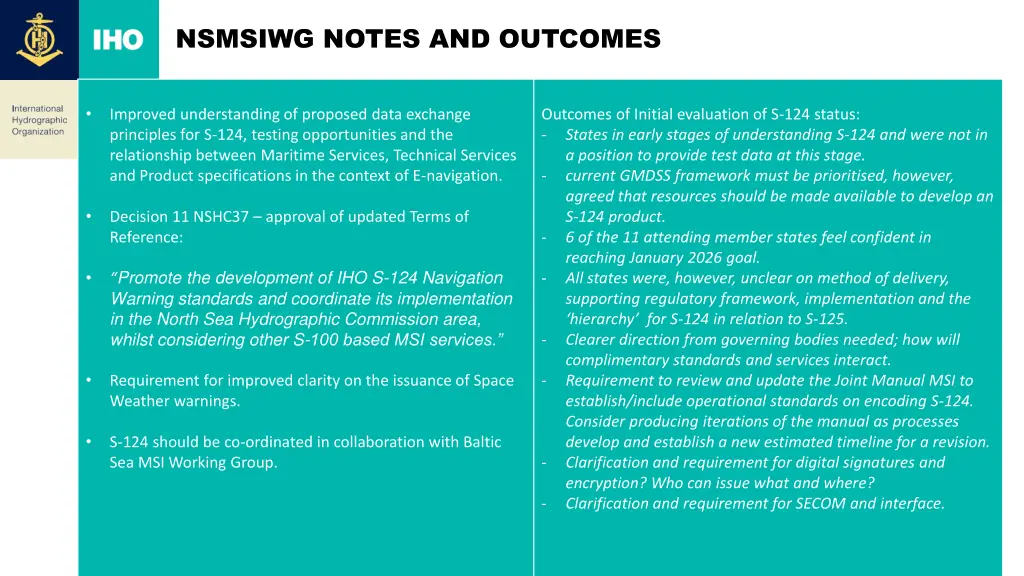 nsmsiwg notes and outcomes