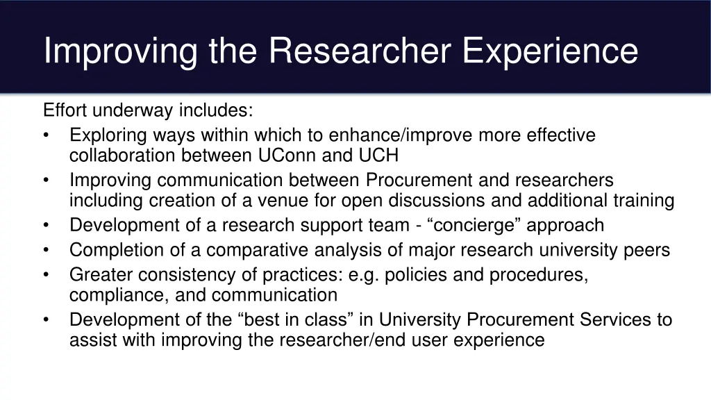 improving the researcher experience