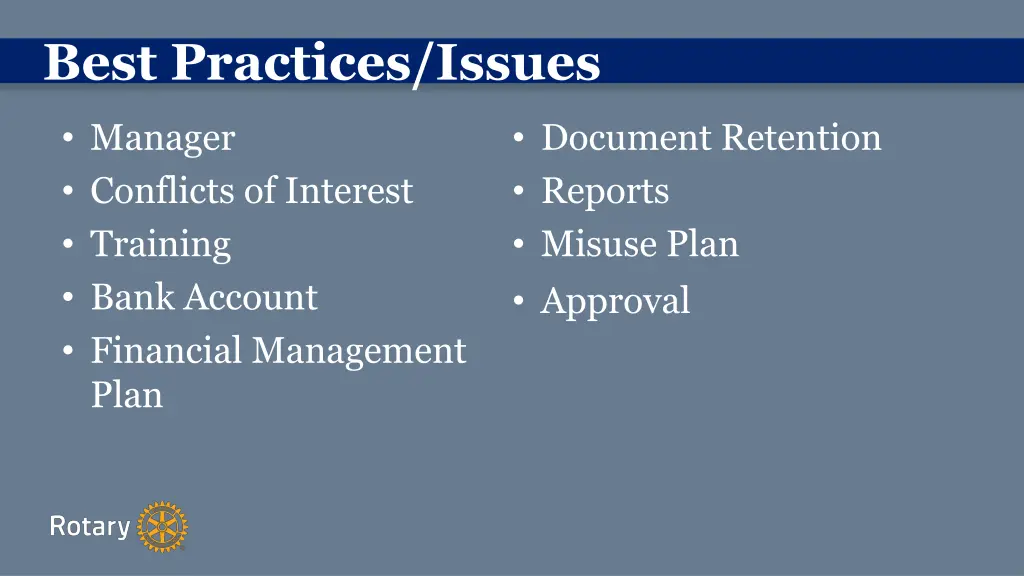 best practices issues