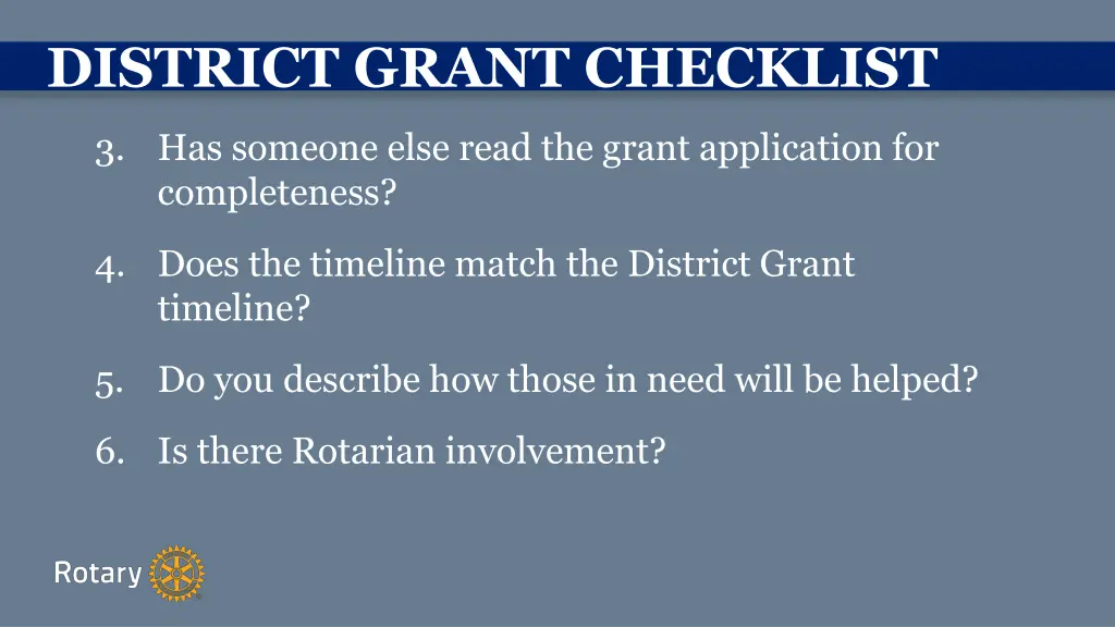 district grant checklist
