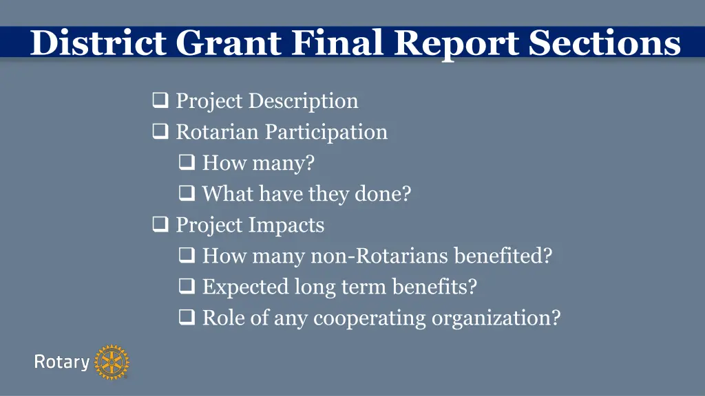 district grant final report sections