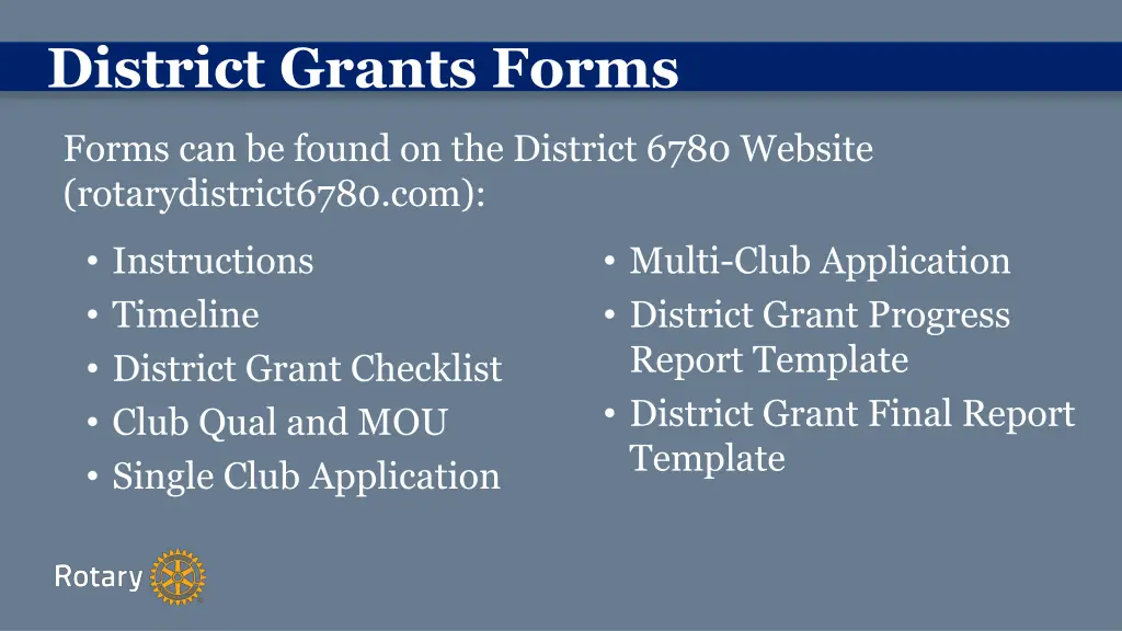 district grants forms