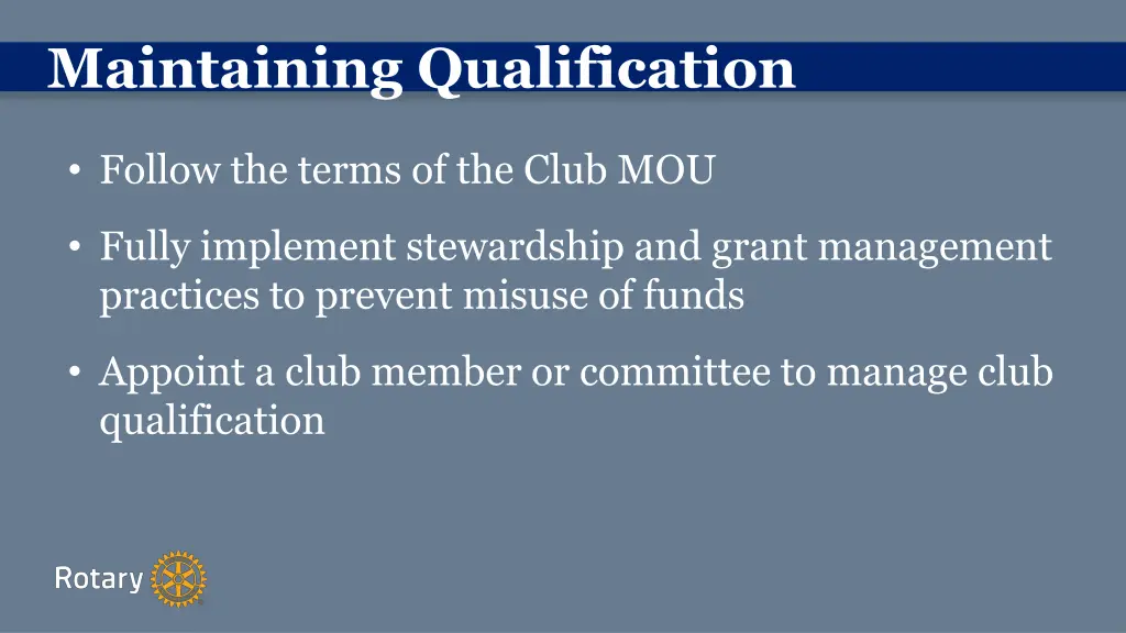 maintaining qualification