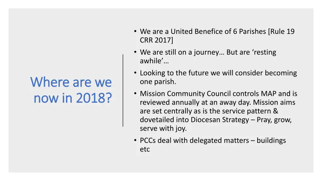 we are a united benefice of 6 parishes rule