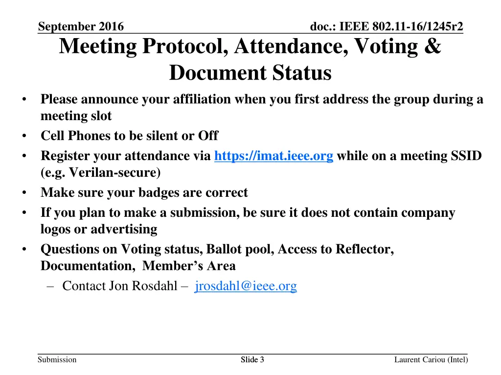september 2016 meeting protocol attendance voting