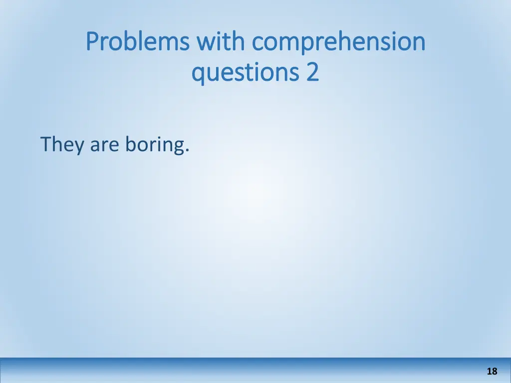 problems with comprehension problems with 1