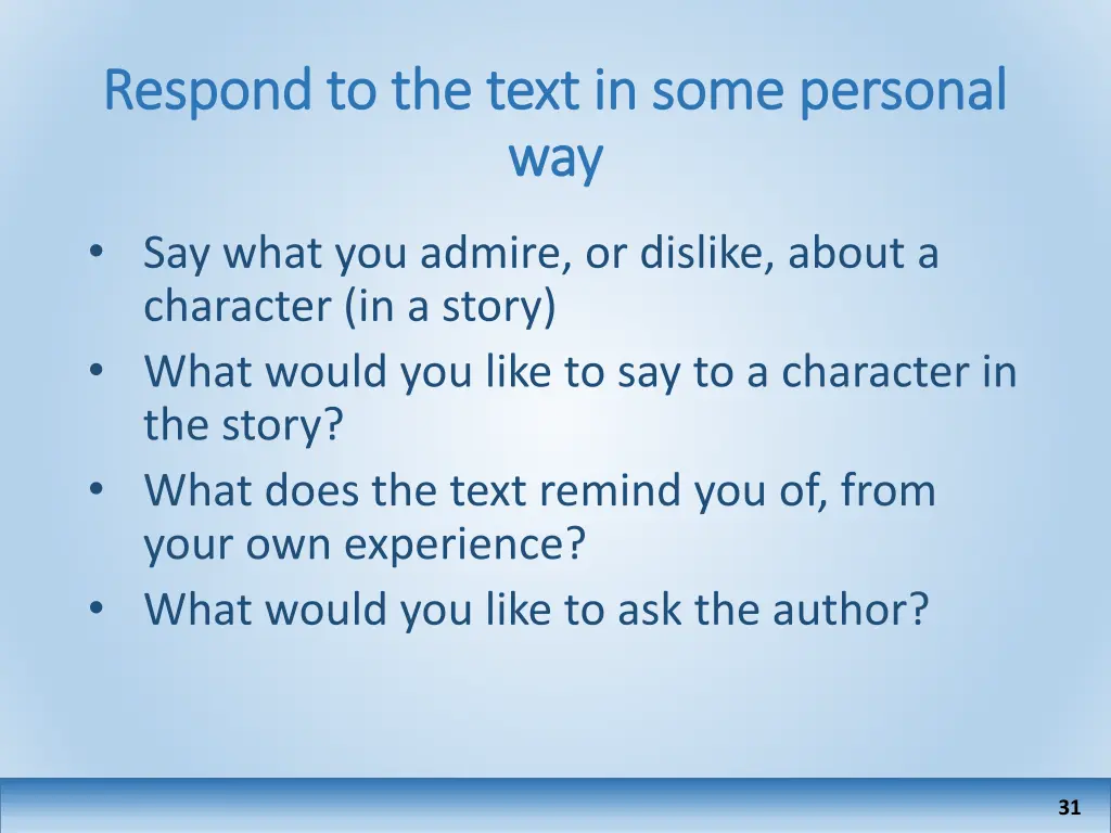 respond to the text in some personal respond