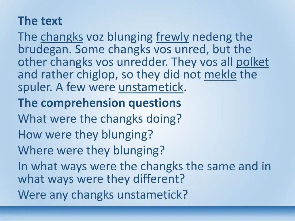the text the changks voz blunging frewly nedeng