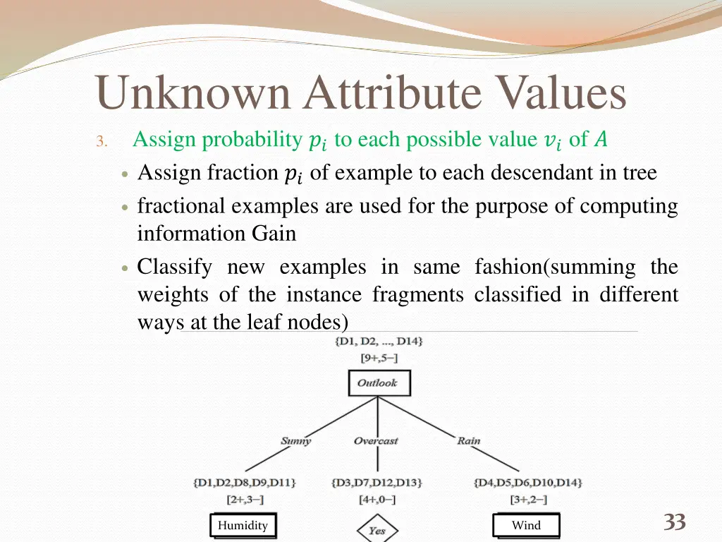 unknown attribute values assign probability