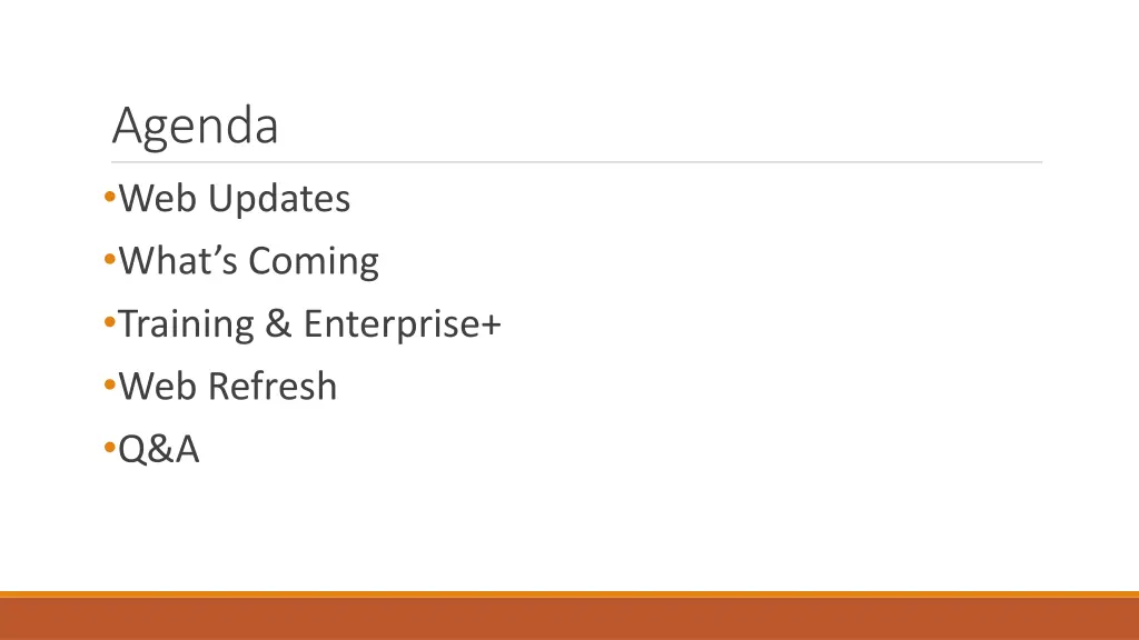 agenda web updates what s coming training